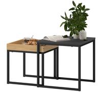 HOMCOM Modern Coffee Table Set Square Nest of Tables for Small Space - Black | TJ Hughes White
