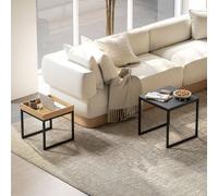 HOMCOM Modern Coffee Table Set Square Nest of Tables for Small Space Black - Black