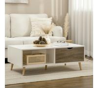 HOMCOM Modern Coffee Tables for Living Room w/ Storage Shelves, White