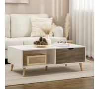Homcom Modern Coffee Tables For Living Room W/ Storage Shelves, White