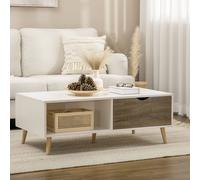 Homcom Modern Coffee Tables For Living Room W/ Storage Shelves, White White