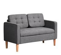 HOMCOM Modern Compact 2 Seater Sofa w/ Hidden Storage and Rubber Wood Legs Grey