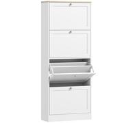 HOMCOM Modern Compact Four-Drawer Shoe Storage Cabinet - White