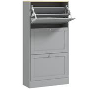 HOMCOM Modern Compact Three-Drawer Shoe Storage Cabinet - Grey