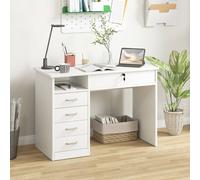 Computer Desk Writing Desk with Five Drawers for Home Office White