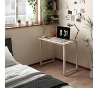 HOMCOM Modern Computer Desk, Writing Table with Metal Frame, White