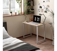 HOMCOM Computer Desk Dining Table Writing Table with Metal Frame, White, White