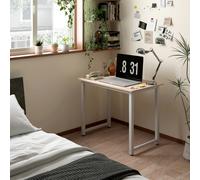 HOMCOM Modern Computer Desk, Writing Table with Metal Frame, White - 60 - Particle board, Steel - 100