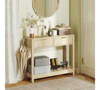 HOMCOM Modern Console Table with Shelf 90 x 30 x 76 cm Natural Wood Finish