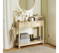 HOMCOM Modern Console Table with Fluted Panel Drawers, Narrow Hallway Table