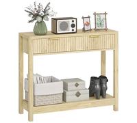 HOMCOM Modern Console Table with Fluted Panel Drawers, Narrow Hallway Table, Yellow