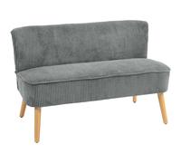 HOMCOM Modern Corduroy Double Seat Sofa w/ Wood Frame Foam Padding High Back Soft Comfortable Compact Couch Grey