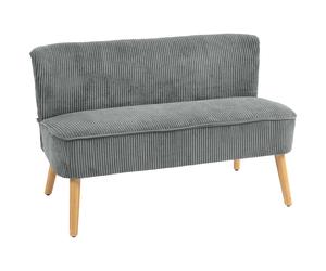 HOMCOM Modern Corduroy Double Seat Sofa w/ Wood Frame Foam Padding High Back Soft Comfortable Compact Couch Grey