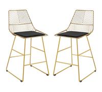 HOMCOM Modern Counter Height Bar Stools Set of 2 pcs Wire Metal Barstools | TJ Hughes