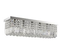 HOMCOM Modern Crystal Ceiling Light Square Crystal Chandelier for Living Room, Dining Room, Hall, E14 Base, Silver, 80 x 25 x 23cm