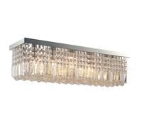 HOMCOM Modern Crystal Ceiling Light Square Crystal Chandelier for Living Room, Dining Room, Hall, E14 Base, Silver, 80 x 25 x 23cm Silver