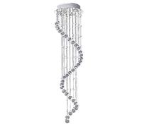 HOMCOM Modern Crystal Chandelier Ceiling Light Ф30 x 120cm Chrome Finish | Glass Droplets, Pendant Lamp, New, Living Room, Bedroom, Hallway