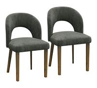 HOMCOM Modern Dining Chairs Set of 2, Chenille Upholstered Ergonomic Kitchen Chairs with Thick Padded Seat, Backrest Dark Grey