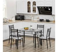 HOMCOM 5 Pieces Dining Room Sets - Kitchen Table And Chairs Set 4 With Marble Top | TJ Hughes