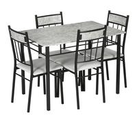 HOMCOM Modern Dining Table & Chairs Set 4 with Padded Seat Metal Frame in Light Grey HOMCOM Light Grey