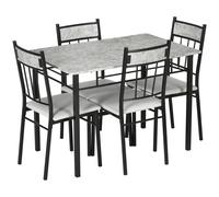 HOMCOM Modern Dining Table & Chairs Set 4 with Padded Seat Metal Frame in Light Grey HOMCOM Light Grey