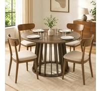 HOMCOM Modern Dining Table for 4-6 People 120 cm Light Walnut
