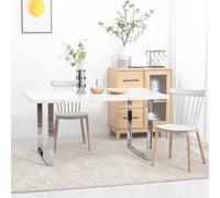 Modern Dining Table with Marble Effect Top Steel Legs HOMCOM White One Size