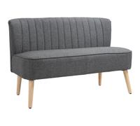HOMCOM Modern Double Seat Sofa Loveseat Couch 2 Seater Compact Sofa Padded Linen Wood Leg, Cat Scratch Anti, Grey Aosom UK