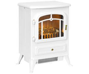 HOMCOM Modern Electric Fireplace, Freestanding Electric Stove Fire with Flame Effect, 950/1850W, White