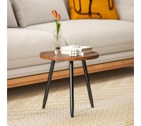 HOMCOM Modern End Side Table, Round Coffee Table, Chestnut Wood Effect in Walnut HOMCOM Walnut