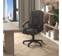 HOMCOM Swivel Executive Office Chair Mid Back PU Leather Chair w/ Arm, Brown