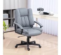 Modern Executive Office Chair Racing Swivel Height Adjustable PU Leather Rolling HOMCOM Light Grey One Size