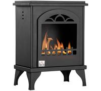 HOMCOM Modern Fireplace Stove Small Compact Alcohol Fireplace Modern Bioethanol Heater Free Standing 0.9L Tank 3H Burning Time Black Aosom UK