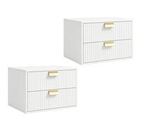 HOMCOM Modern Floating Nightstands Set of 2, Wall Mounted Bedside Tables with 2 Drawers, White