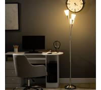 HOMCOM Modern Upright Floor Lamp with 3 Light - Steel Base for Living Room | TJ Hughes