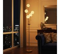 Homcom Modern Floor Lamp W/ Acrylic Shade, 5 Light, For Living Room, Gold
