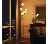 HOMCOM Modern Floor Lamp w/ K9 Crystal Shade, 5 Light, for Living Room in Gold HOMCOM Gold