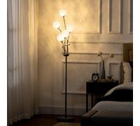 HomCom Modern Floor Lamp - 5-Light with Crystal Shade - Silver