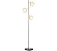 HOMCOM 3-Light Floor Lamp for Living Room with Glass Global Lampshade, Modern Standing Lamp for Bedroom, Bulb not Included, Grey