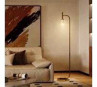 HOMCOM Floor Lamp with Glass Foot Switch & Lampshade for Living Room in Gold HOMCOM Gold