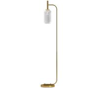HOMCOM Floor Lamp for Living Room with Glass Lampshade, Modern Standing Lamp with Foot Switch for Bedroom, Bulb not Included, Gold Tone