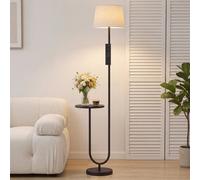 Homcom Modern Floor Lamp With Shelf, Dimmable Floor Lamp, Black