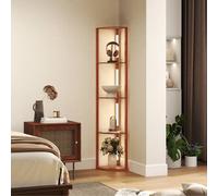 HOMCOM Corner Floor Lamp with Dimmable Warm White LED Light, Brown