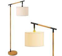 HOMCOM Modern Floor Lamps for Living Room with Rotating Lampshade, Standing Lamp for Bedroom, LED Bulb Included, Brown