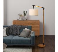 HOMCOM Modern Floor Lamps for Living Room with Rotating Lampshade, Standing Lamp for Bedroom, LED Bulb Included, Brown