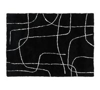HOMCOM Modern Fluffy Area Rug, Geometric Pattern Washable Rug, Soft High Pile Floor Carpet for Living Room, Bedroom, Dining Room, Home Office, 170 x 120 cm, Black