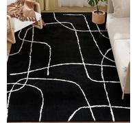 HOMCOM Fluffy Area Rug 120 x 170 cm, High Pile Modern Plush Rug, Soft Shaggy Floor Carpet for Living Room, Bedroom, Black