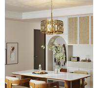 HOMCOM Modern Flush Mount Ceiling Light, Crystal Chandelier for Living Room - Gold tone - Φ40 x 40 cm, chain 130 cm - Gold tone, transparent