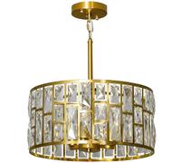 Homcom Modern Flush Mount Ceiling Light, Crystal Chandelier For Living Room In Gold Gold
