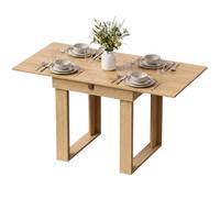 HOMCOM Modern Folding Dining Table for 4 Under-Table Storage 140cm Oak